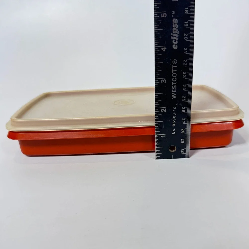 Vintage Tupperware Bacon Meat Keeper Set Paprika Red Orange 3pc 794 1292 622